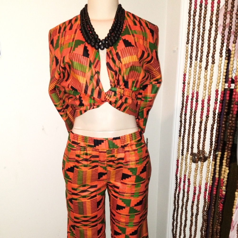 African orange print 2pcs set